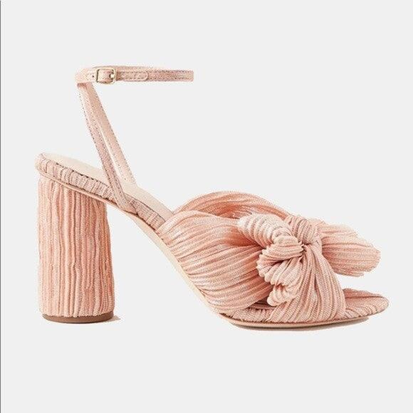 Loeffler Randall Camellia Knotted Metallic Sandals - 9 Peach